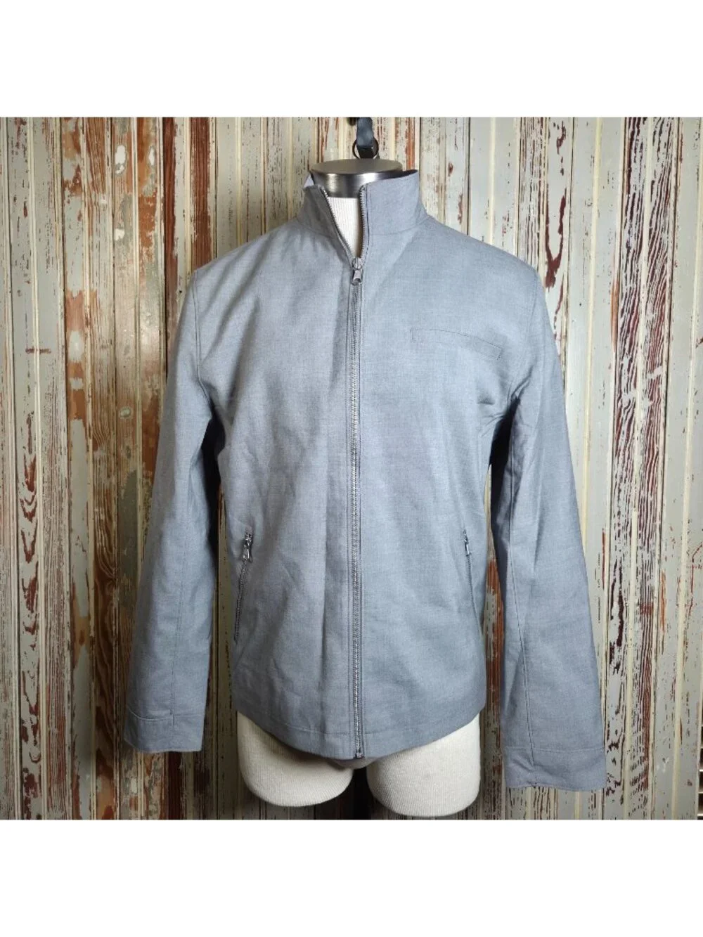 Banana Republic Performance Zip Jacket Medium Gray Lightweight Made In Vietnam